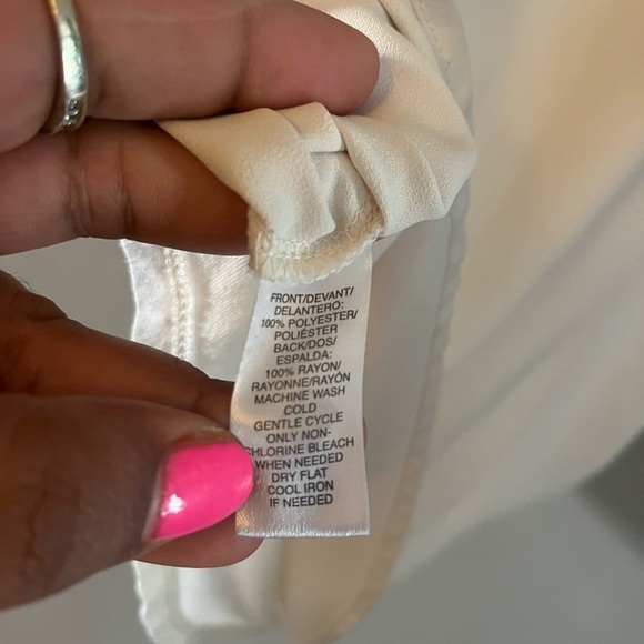 Loft shirt - cream sleeveless open v-neck mixed media - Picture 5 of 5